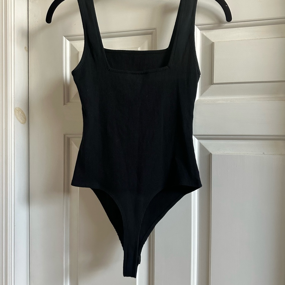 Top Shop Black Ribbed Bodysuit - Picture 5 of 5